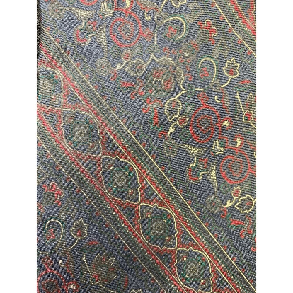 Vtg 80s 90s Tom James Silk Neck Tie Blue Red Floral Wall Art Designer Corpcore - Picture 6 of 9